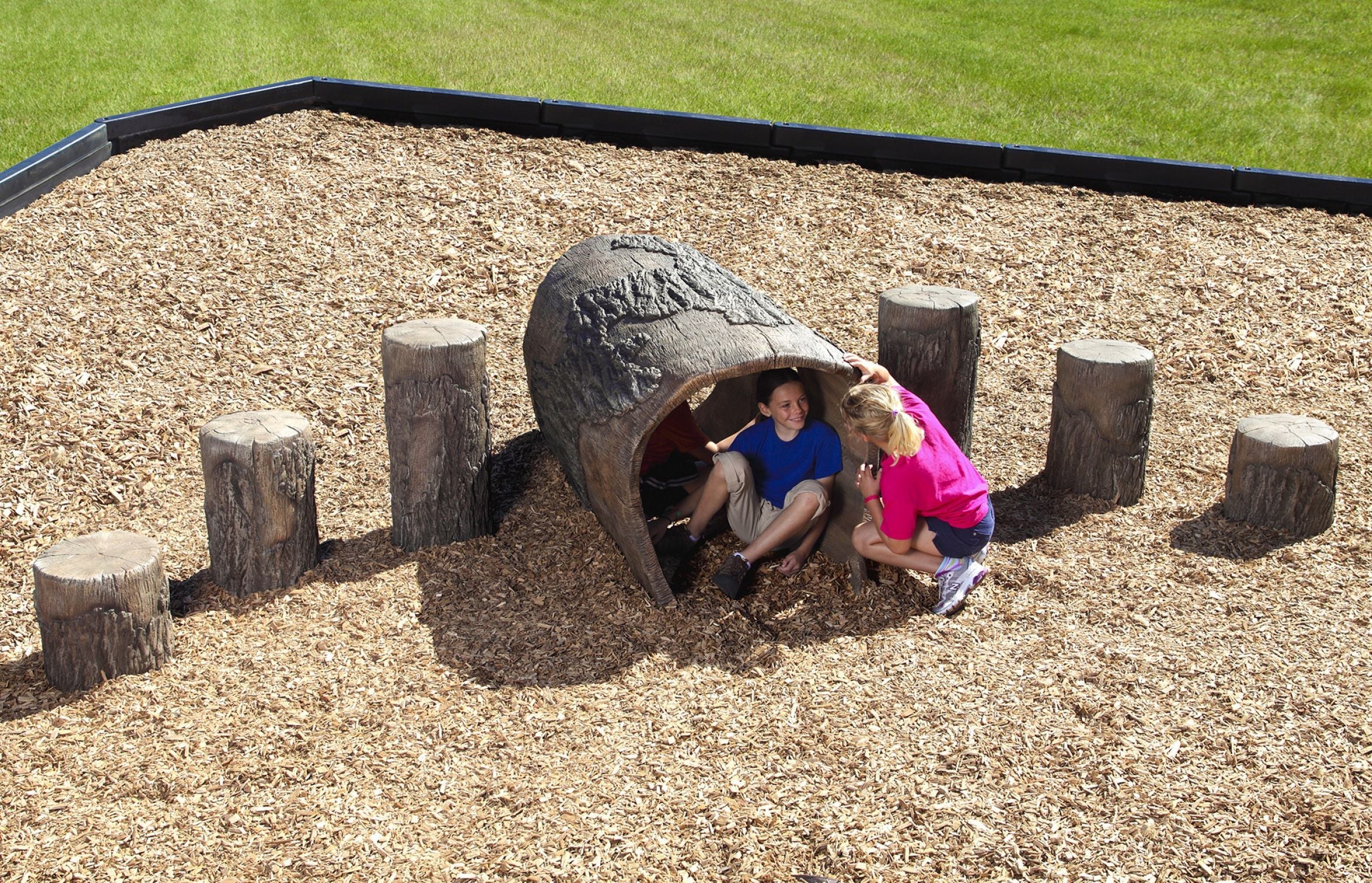 Nature Themed Playground Log Crawl Tunnel
