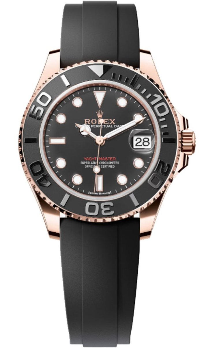 Rolex Yacht-Master 37mm Everose Black Dial Oysterflex - 268655 - New 2025