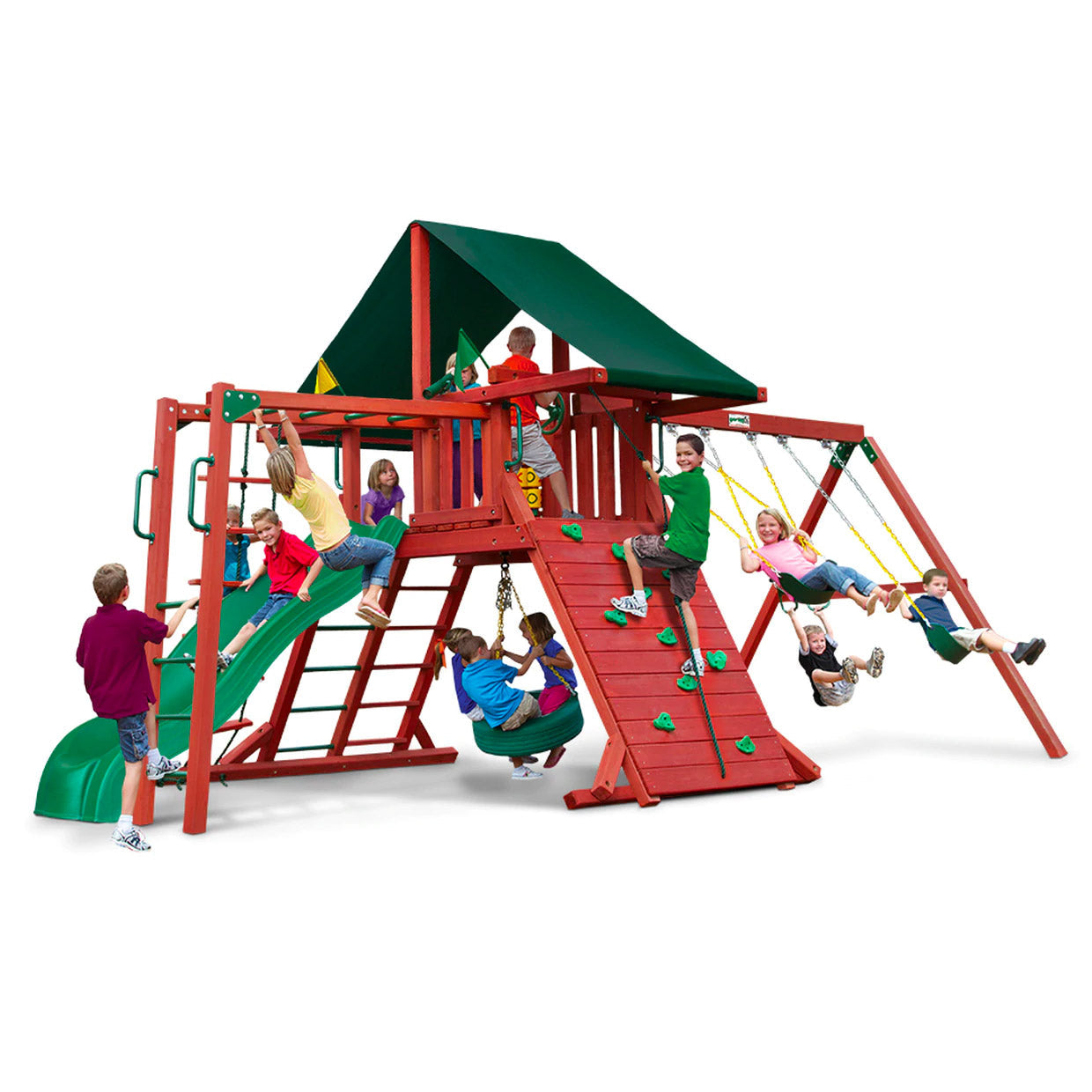 Sun Climber II Wooden Swing Set with Monkey Bars