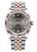 Rolex Datejust 36mm Two-Tone Everose Gold Fluted Bezel Slate/Grey Roman Dial Jubilee - 126231 - New 2025