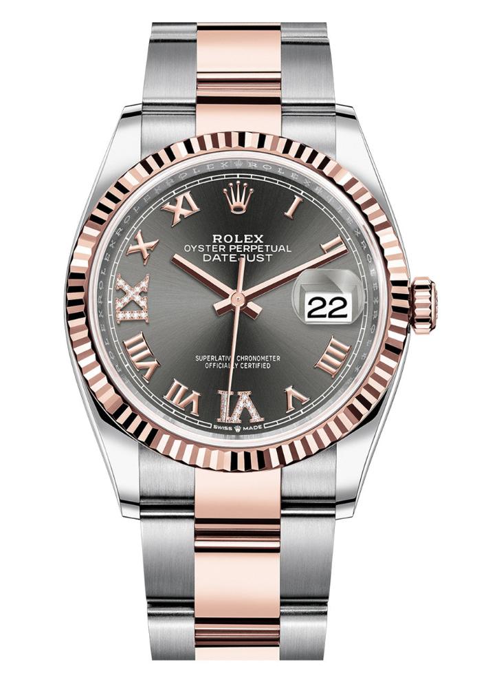 Rolex Datejust 36mm Two-Tone Everose Gold Fluted Bezel Slate Dial Oyster- 126231 - New 2025