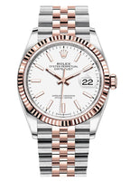 Rolex Datejust 36mm Two-Tone Everose Gold Fluted Bezel White Stick Dial Jubilee - 126231 - New 2025