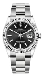 Rolex Datejust 36mm Fluted Bezel Black Index Dial Oyster - 126234 - New 2025
