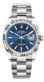 Rolex Datejust 36mm Fluted Bezel Blue Index Dial Oyster - 126234 - New 2025