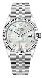 Rolex Datejust 36mm Fluted Bezel Mother of Pearl Diamond Dial Jubilee - 126234 - New 2025