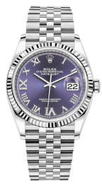 Rolex Datejust 36mm Fluted Bezel Aubergine Roman Diamond Dial Jubilee - 126234 - New 2025