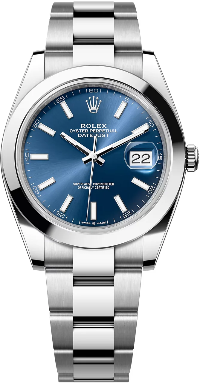 Rolex Datejust 41mm Smooth Bezel Blue Index Dial Oyster - 126300 - New 2025