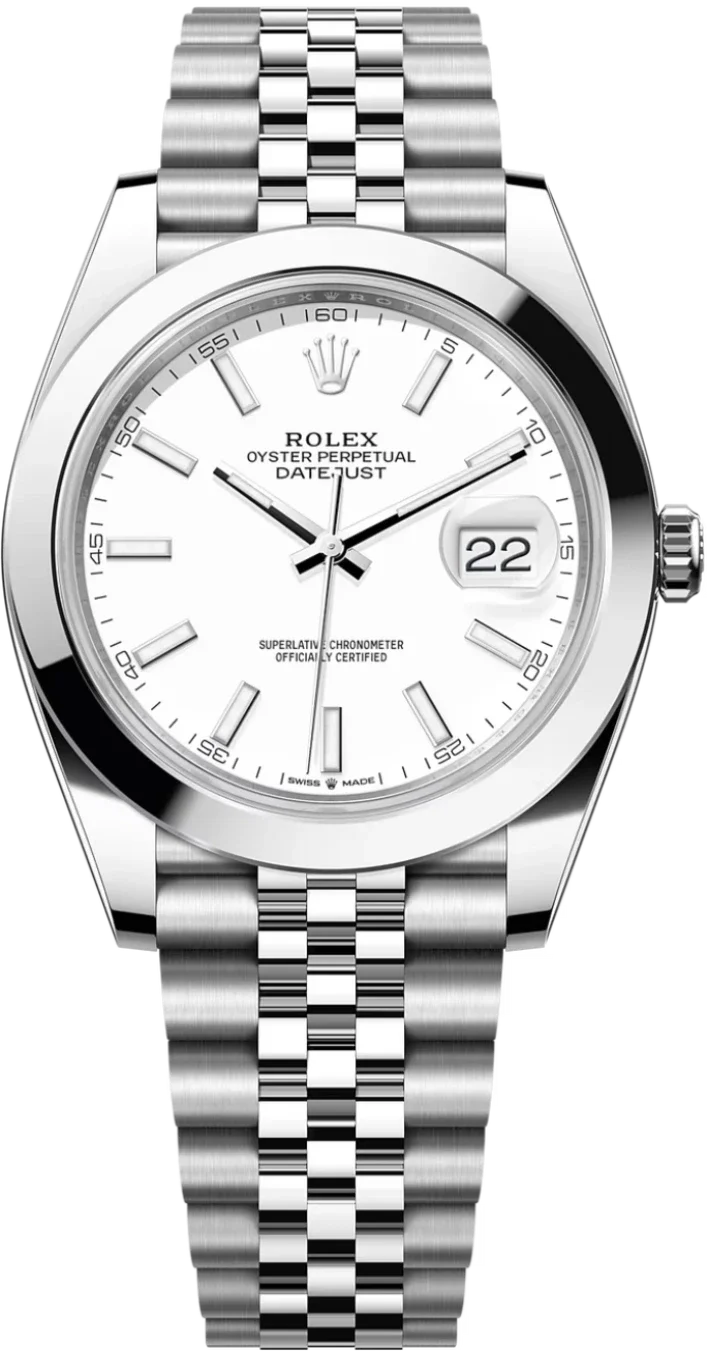 Rolex Datejust 41mm Smooth Bezel White Index Jubilee - 126300 - New 2025