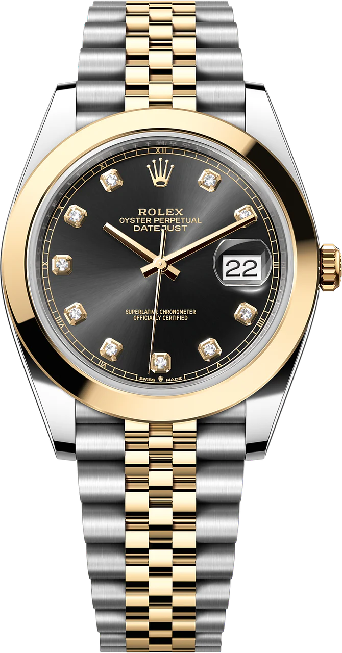 Rolex Datejust Two-Tone Yellow Gold Smooth Bezel Black Diamond Dial Jubilee - 126303 - New 2025
