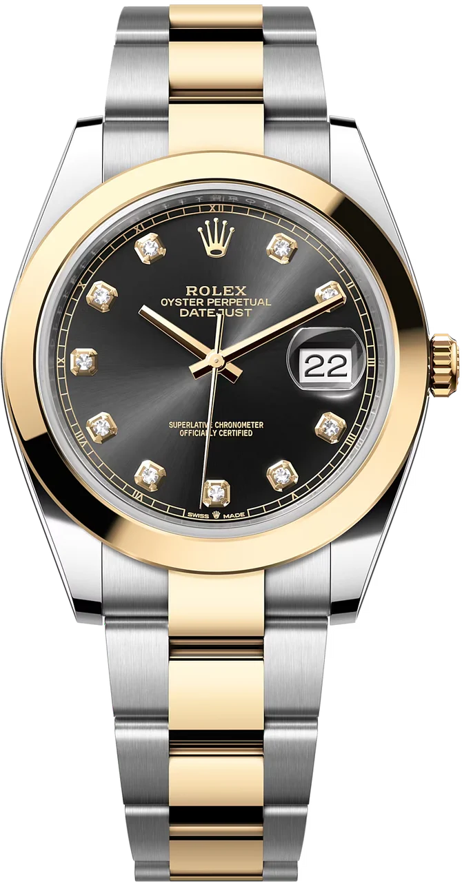 Rolex Datejust Two-Tone Yellow Gold Smooth Bezel Black Diamond Dial Oyster - 126303 - New 2025