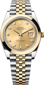 Rolex Datejust Two-Tone Yellow Gold Smooth Bezel Champagne Diamond Dial Jubilee - 126303 - New 2025