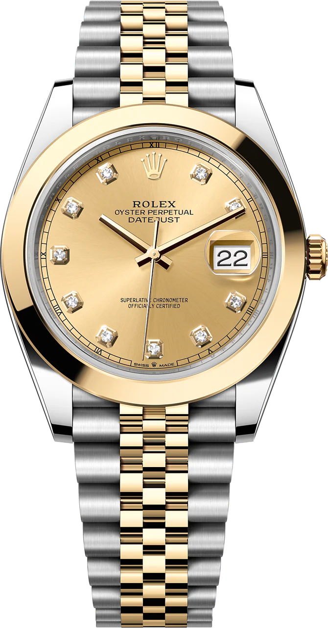 Rolex Datejust Two-Tone Yellow Gold Smooth Bezel Champagne Diamond Dial Jubilee - 126303 - New 2025