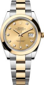 Rolex Datejust Two-Tone Yellow Gold Smooth Bezel Champagne Diamond Dial Oyster - 126303 - New 2025