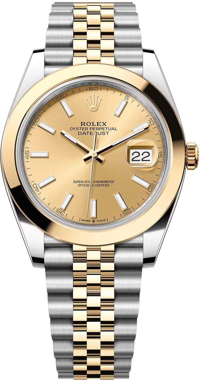 Rolex Datejust Two-Tone Yellow Gold Smooth Bezel Champagne Index Dial Jubilee - 126303 - New 2025