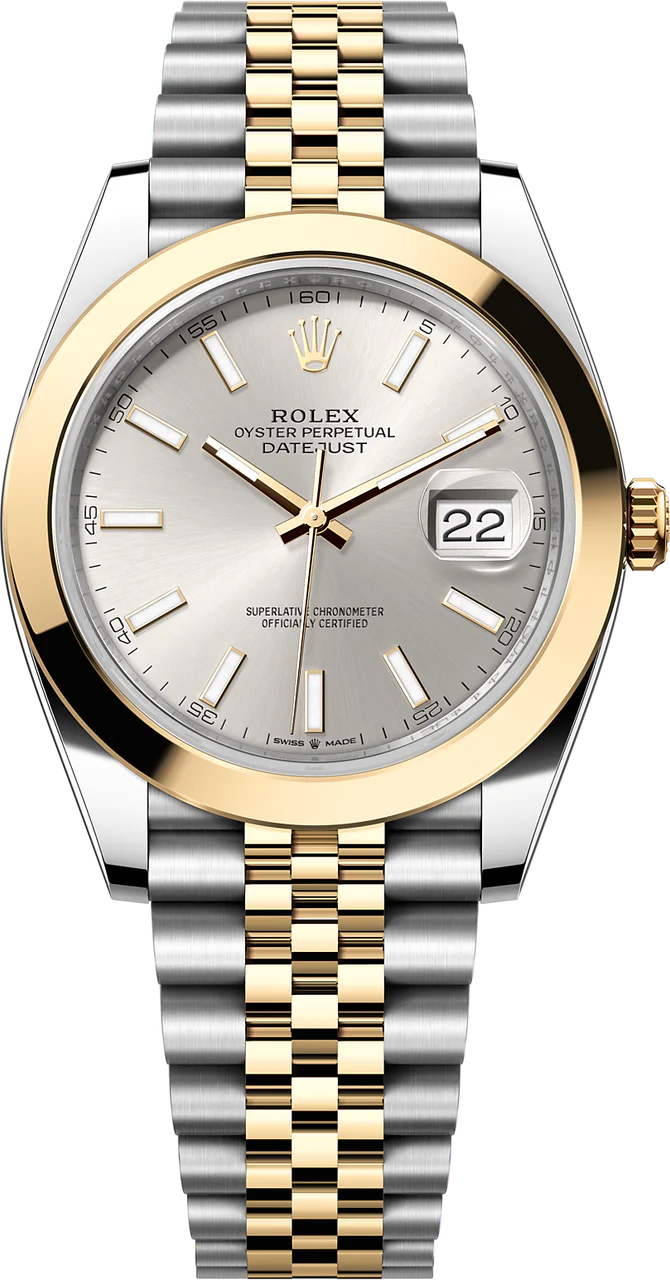 Rolex Datejust Two-Tone Yellow Gold Smooth Bezel Silver Index Dial Jubilee - 126303 - New 2025