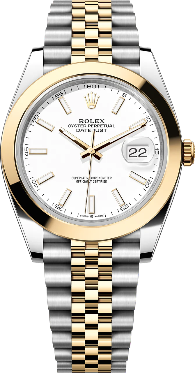 Rolex Datejust Two-Tone Yellow Gold Smooth Bezel White Index Dial Jubilee - 126303 - New 2025