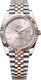 Rolex Datejust 41mm Two-Tone Everose Gold Fluted Bezel Sundust Index Dial Jubilee - 126331 - New 2025