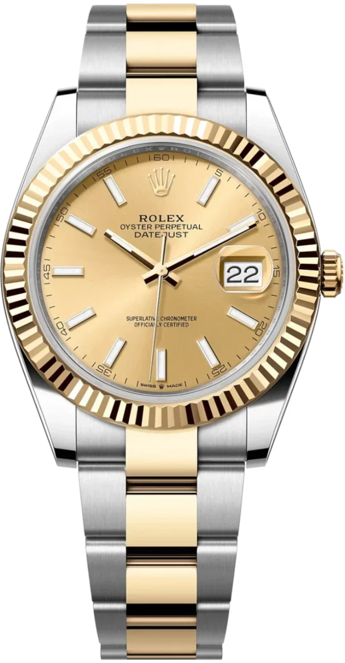 Rolex Datejust 36mm Two-Tone Yellow Gold Fluted Bezel Champagne Index Dial Oyster - 126233 - New 2025