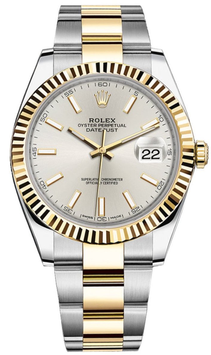 Rolex Datejust 41mm Two-Tone Yellow Gold Fluted Bezel Silver Index Dial Oyster - 126333 - New 2025