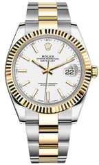 Rolex Datejust Two-Tone Yellow Gold Fluted Bezel White Index Dial Oyster - 126333 - New 2025