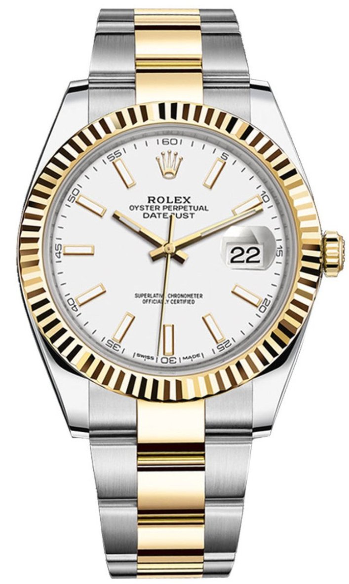 Rolex Datejust Two-Tone Yellow Gold Fluted Bezel White Index Dial Oyster - 126333 - New 2025