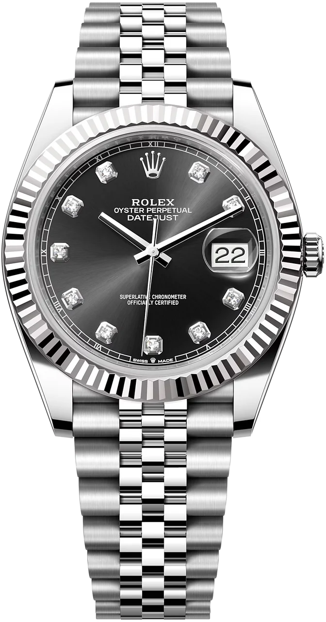 Rolex Datejust 41mm Fluted Bezel Black Diamond Dial Jubilee - 126334 - New 2025