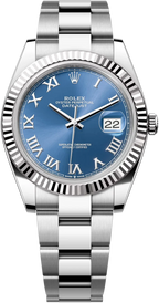 Rolex Datejust 41mm Fluted Bezel Blue Roman Dial Oyster- 126334 - New 2025