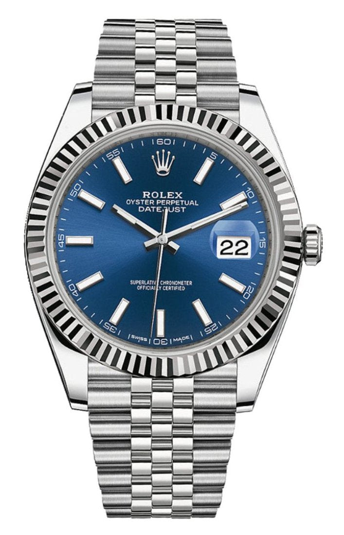 Rolex Datejust 41mm Fluted Bezel Blue Index Dial Jubilee - 126334 - New 2025