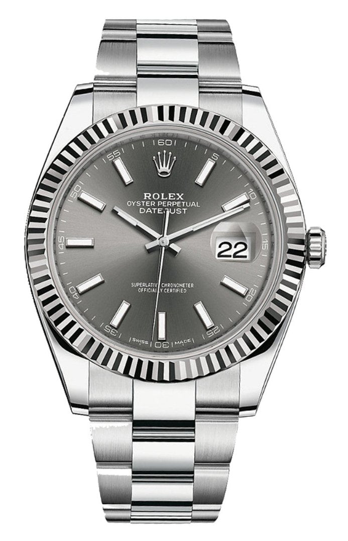Rolex Datejust 41mm Fluted Bezel Slate Index Dial Oyster - 126334 - New 2025