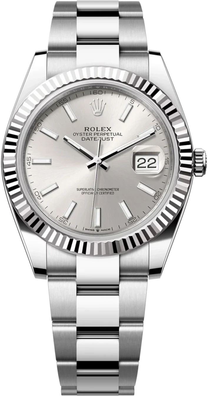 Rolex Datejust 41mm Fluted Bezel Silver Index Dial Oyster - 126334 - New 2025