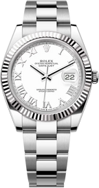 Rolex Datejust 41mm Fluted Bezel White Roman Dial Oyster- 126334 - New 2025