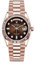 Rolex Day-Date "President" 36mm Everose Brown Ombre Diamond Dial - 128235 - New 2025