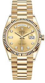 Rolex Day-Date "President" 36mm Yellow Gold Champagne Diamond Dial - 128238 - New 2025
