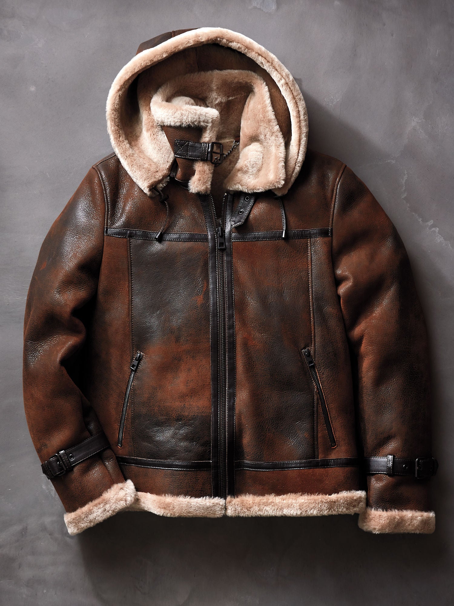 Classic Burnt Cognac Edition Sheepskin B-3 Bomber Jacket