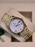Rolex Day-Date "President" 36mm Yellow Gold White Roman Dial - 128238 - New 2025