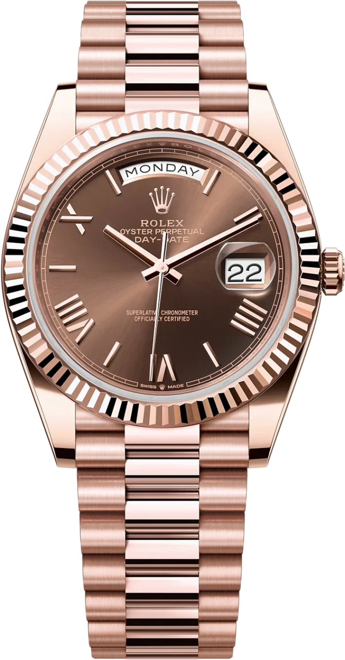 Rolex Day-Date "President" 40mm Everose Gold Chocolate Roman Dial - 228235 - New 2025