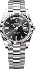Rolex Day-Date "President" 40mm White Gold Black Diamond Baguette Dial - 228239 - New 2025
