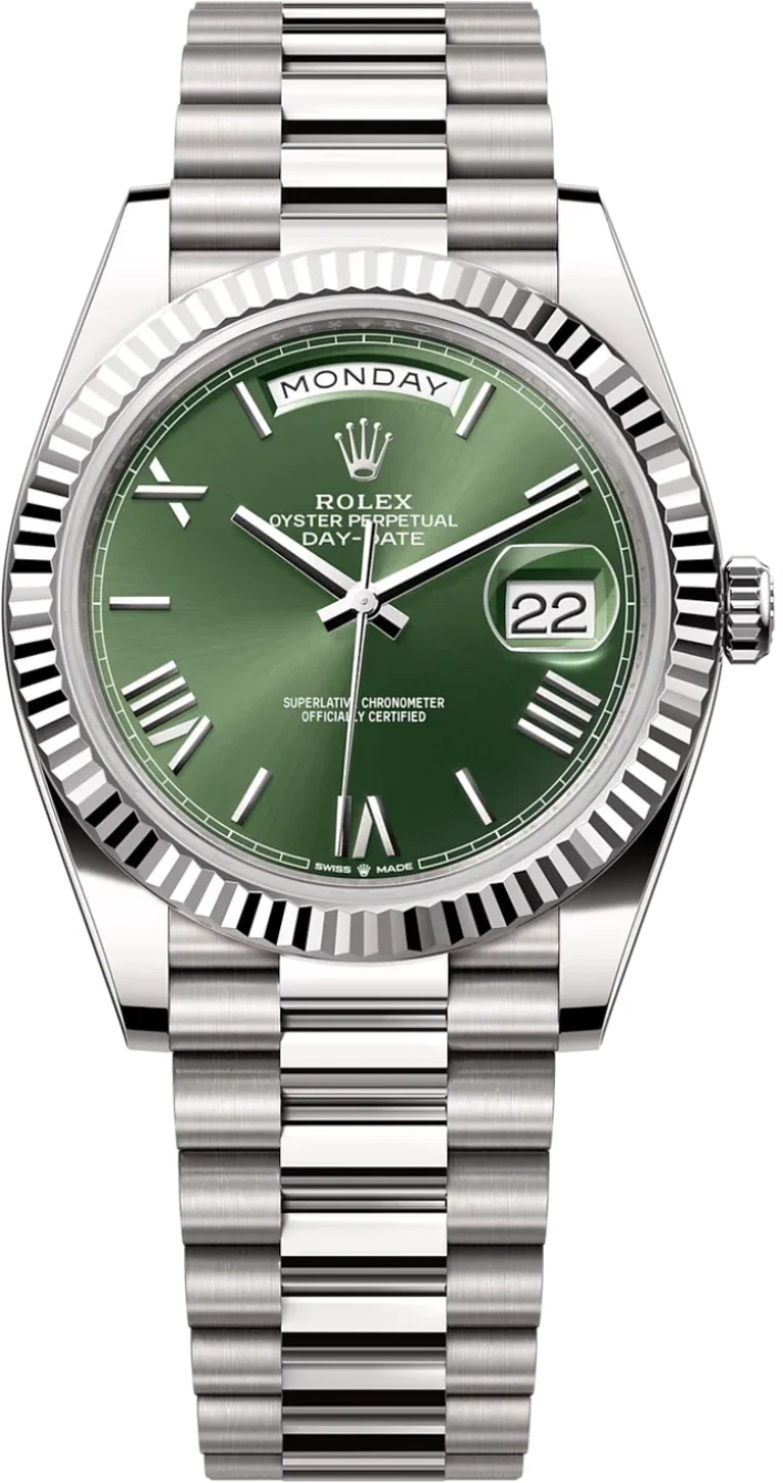 Rolex Day-Date "President" 40mm White Gold Green Roman Dial - 228239 - New 2025