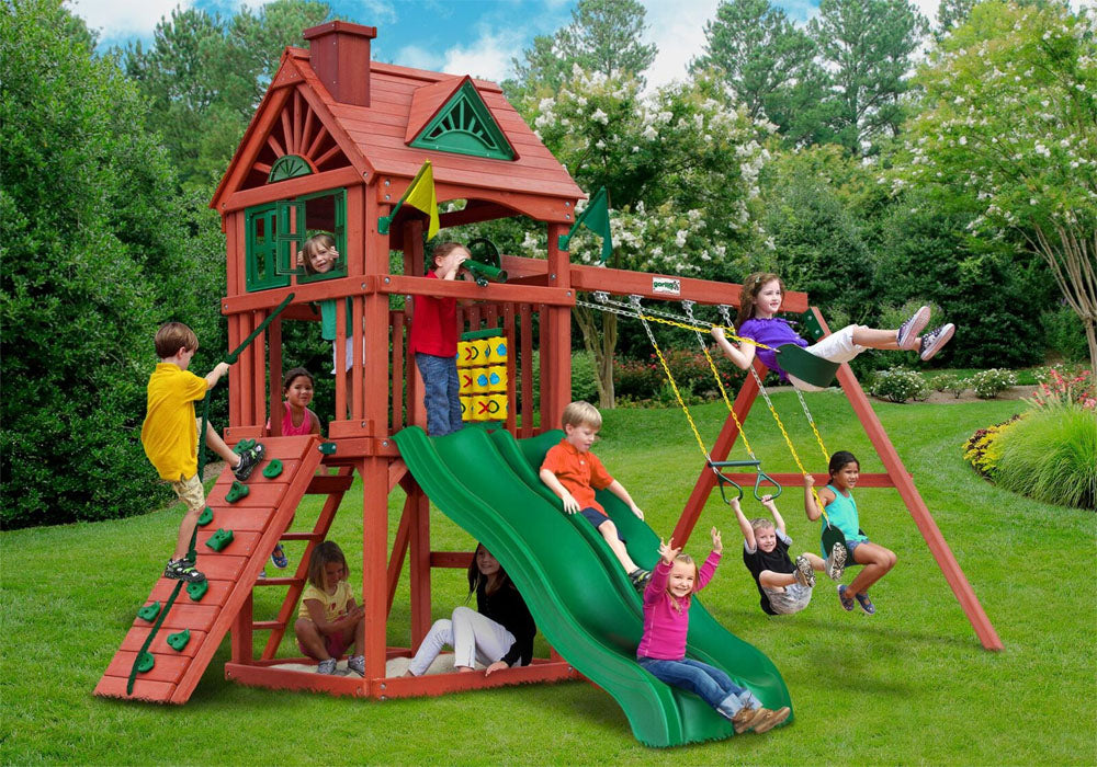 Double Down Wooden Swing Set