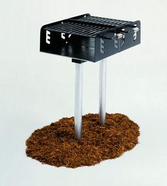 Dual Grate Pedestal Grill with 550 Square Inch Cook Area, In-ground Mount