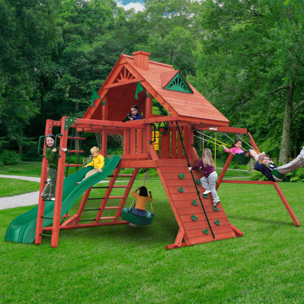 Sun Palace II Wooden Swing Set With Monkey Bars