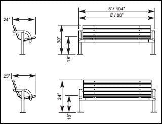 Single-Post Contour Park Bench Recycled Plastic