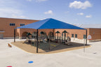 Hip Roof Shade Structure with 4 Posts and 13 Foot Entry