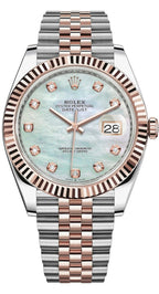 Rolex Datejust 36mm Two-Tone Everose Gold Fluted Bezel Mother of Pearl Diamond Dial Jubilee - 126231 - New 2025