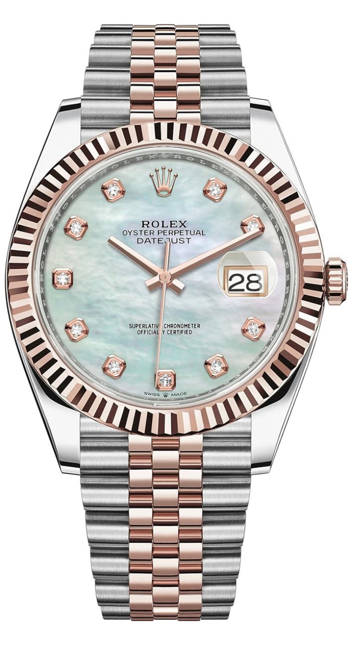 Rolex Datejust 36mm Two-Tone Everose Gold Fluted Bezel Mother of Pearl Diamond Dial Jubilee - 126231 - New 2025