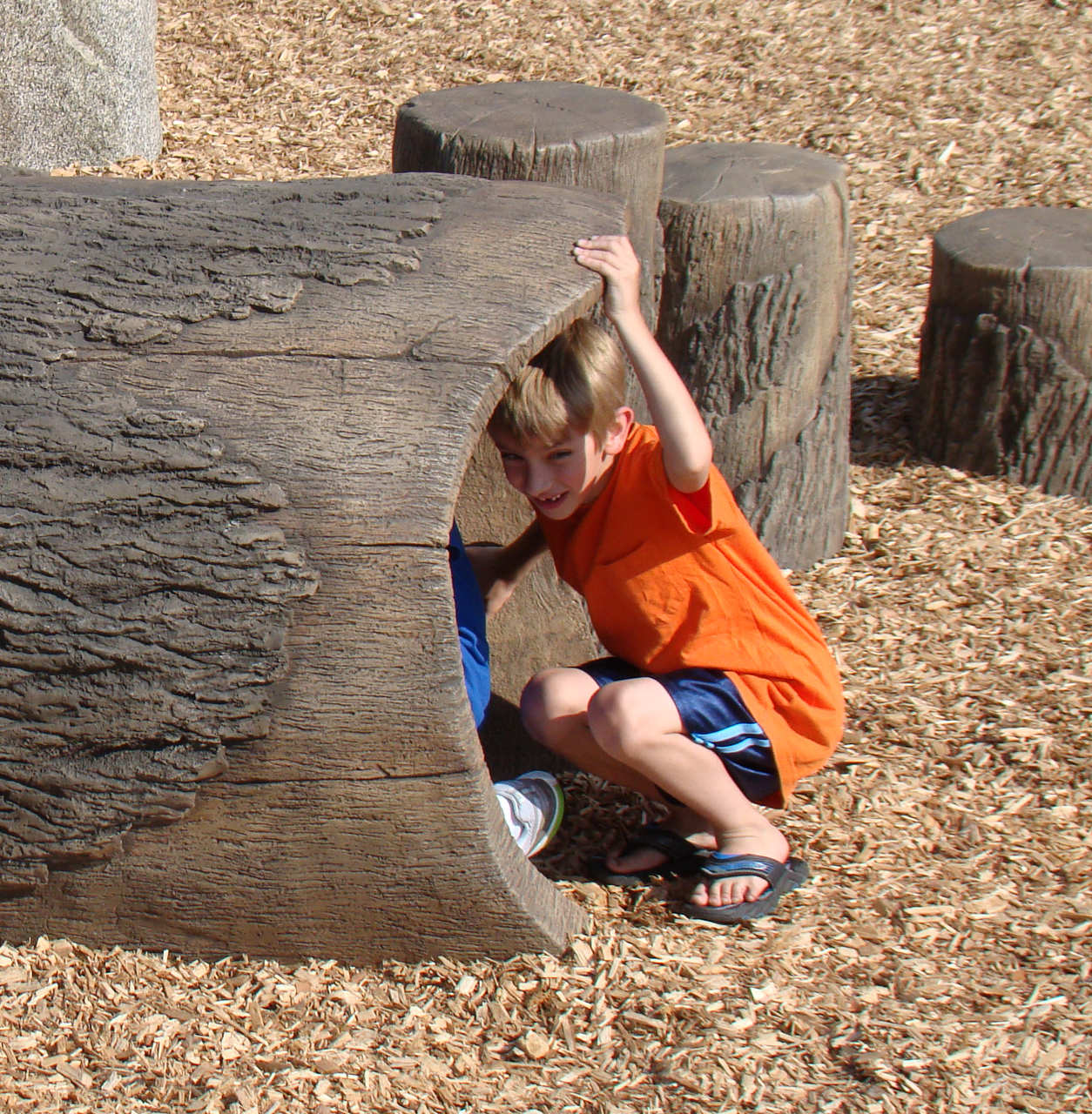 Nature Themed Playground Log Crawl Tunnel