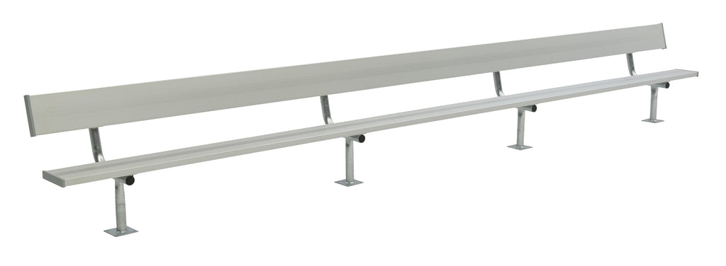 Permanent Bench with Galvanized Steel Legs & Backrest (Surface Mount)
