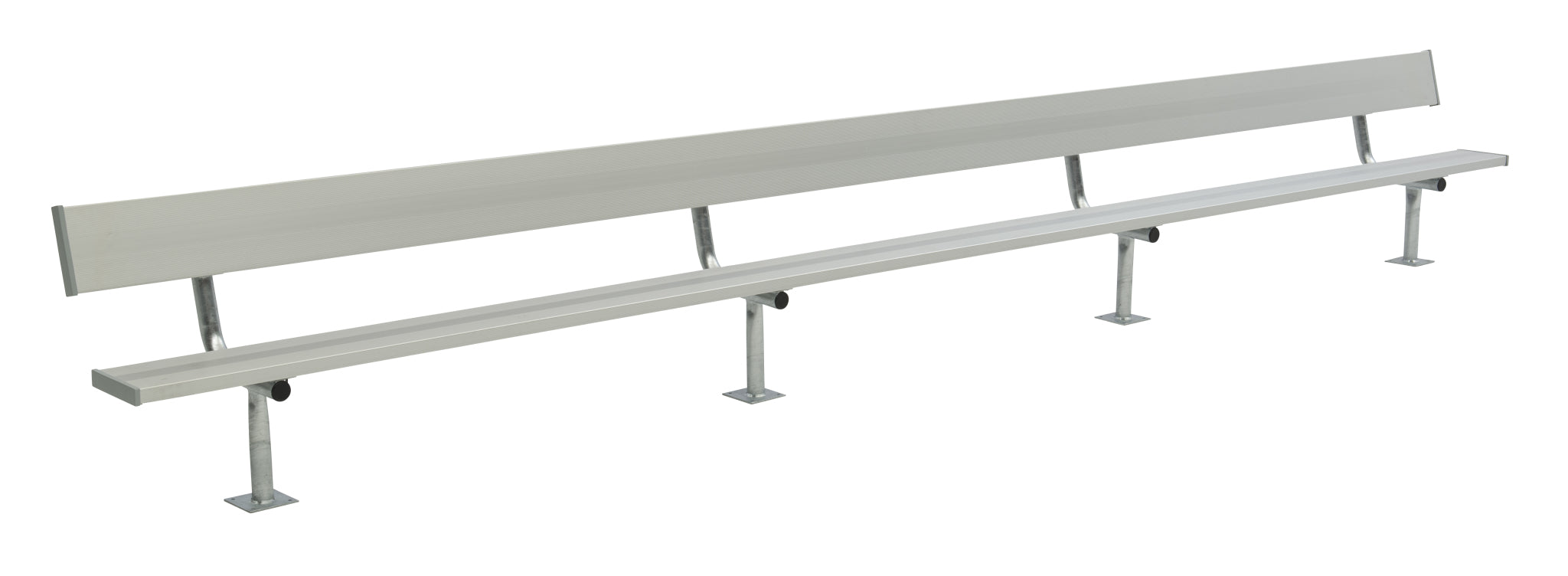 Permanent Bench with Galvanized Steel Legs & Backrest (Surface Mount)
