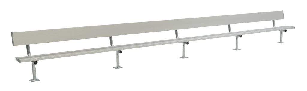 Permanent Bench with Galvanized Steel Legs & Backrest (Surface Mount)