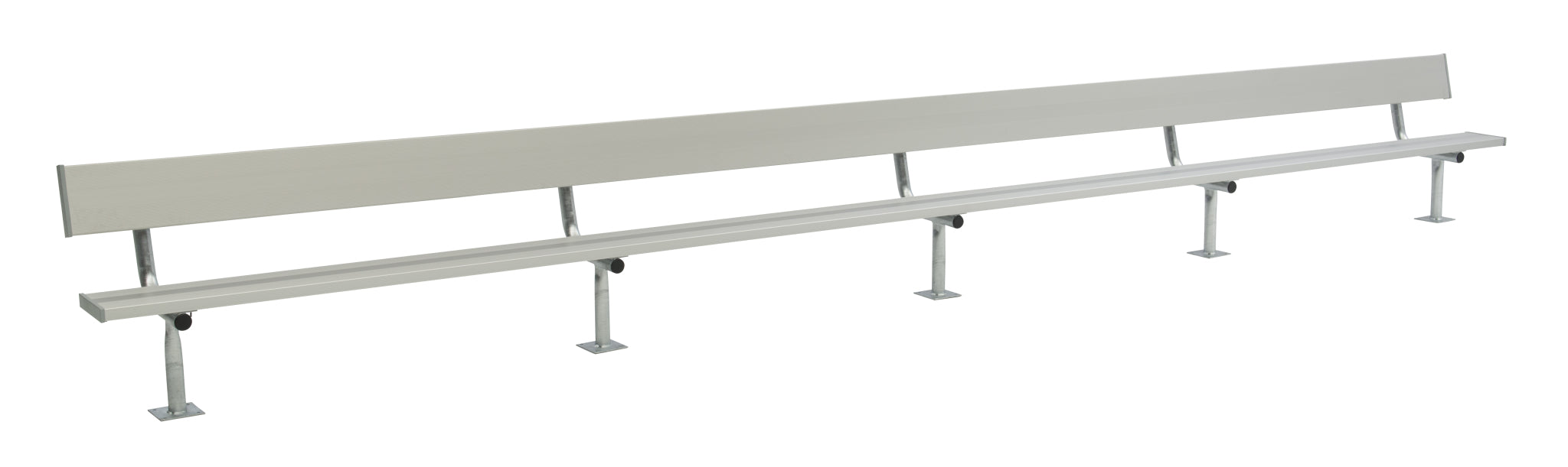 Permanent Bench with Galvanized Steel Legs & Backrest (Surface Mount)